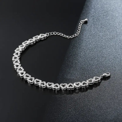 Elegant Shining Cubic Zirconia Heart Bracelet